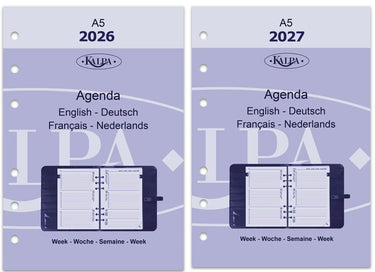 6206-26-27 210 x 144 mm A5 Agenda fügt wöchentlich ein EN DE FR NL 2026 2027